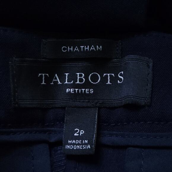 Talbots Chatham Ankle Pants 2P Petite Navy Blue, Flat Front, Side Zip, Career - Picture 4 of 5